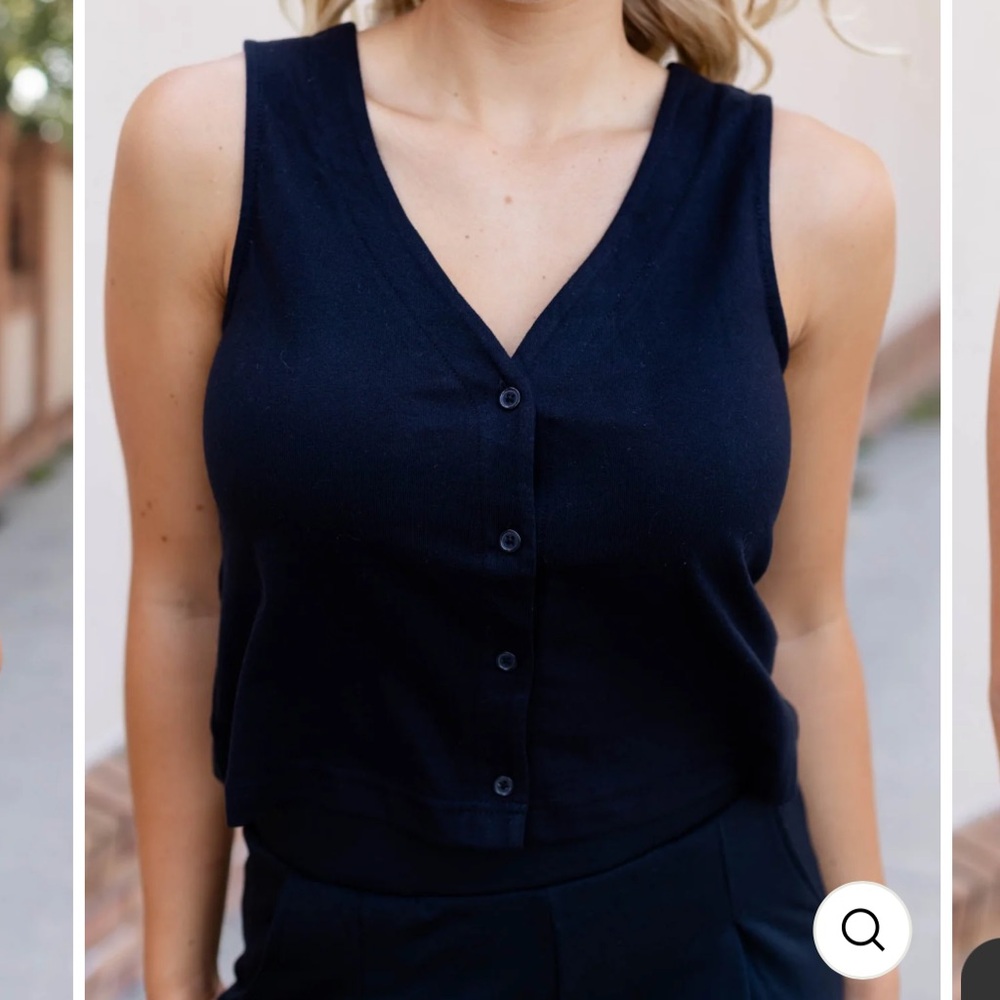 Z Supply Solace Jersey Sleeveless Button-Up Blouse Top